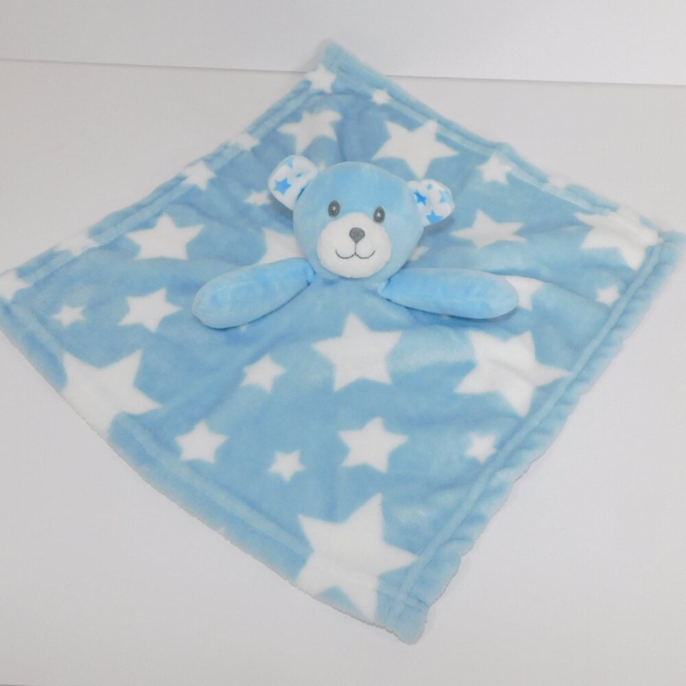 Activities Baby Mode Blue Bear White Stars Plush Security Blanket Baby lovey